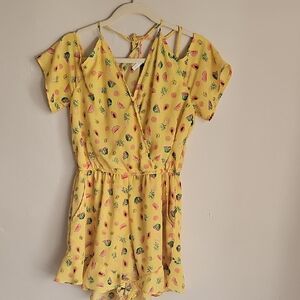 Discovery Yellow Fruit Print  Romper Small